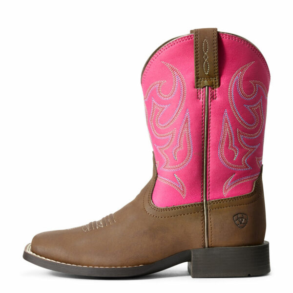 KIDS JR CHAMP WESTERN BOOT IN BROWN/DRAGON FRUIT BY ARIAT - Image 3