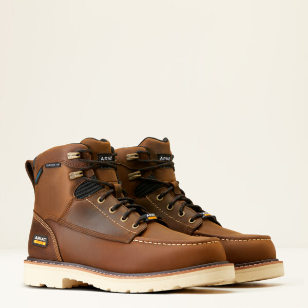 MEN'S LIFT 6" H2O (WATERPROOF) CARBON TOE LACED WORK BOOT IN DISTRESSED BROWN BY ARIAT - Image 3